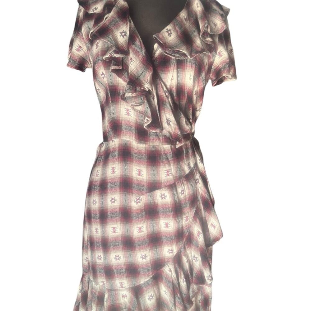Y2K Ralph Lauren Denim & Supply Plaid Boho Grunge Southwestern Wrap Dress XS - Picture 6 of 9